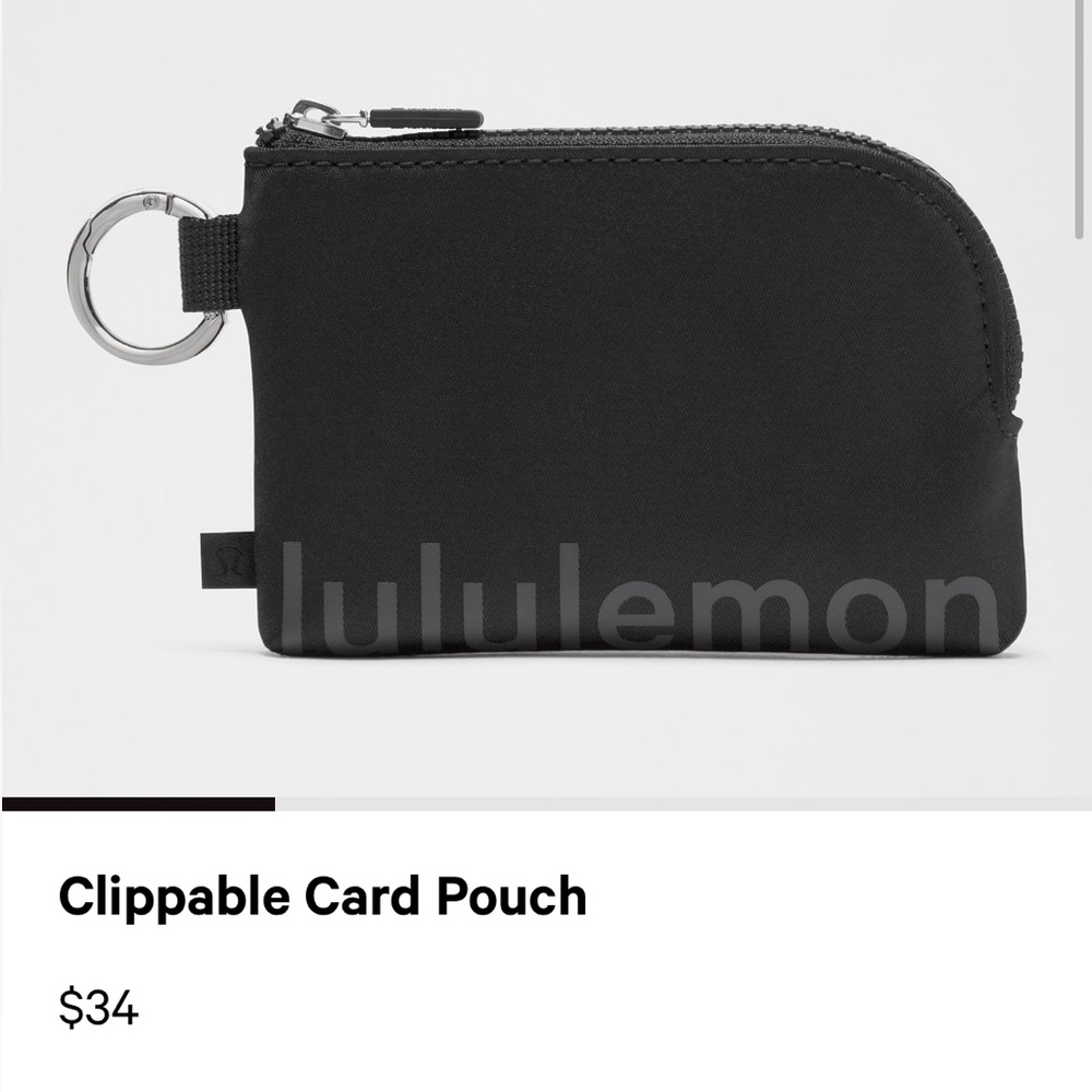 lululemon athletica Black Clippable Card Pouch